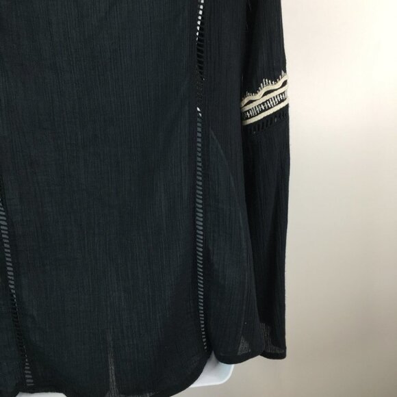 Billabong  see through  black boho long sleeve blouse - Picture 11 of 13